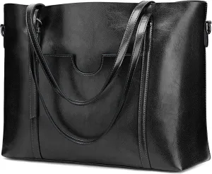 S-ZONE Women Genuine Leather Top Handle Satchel Daily Work Tote Shoulder Bag