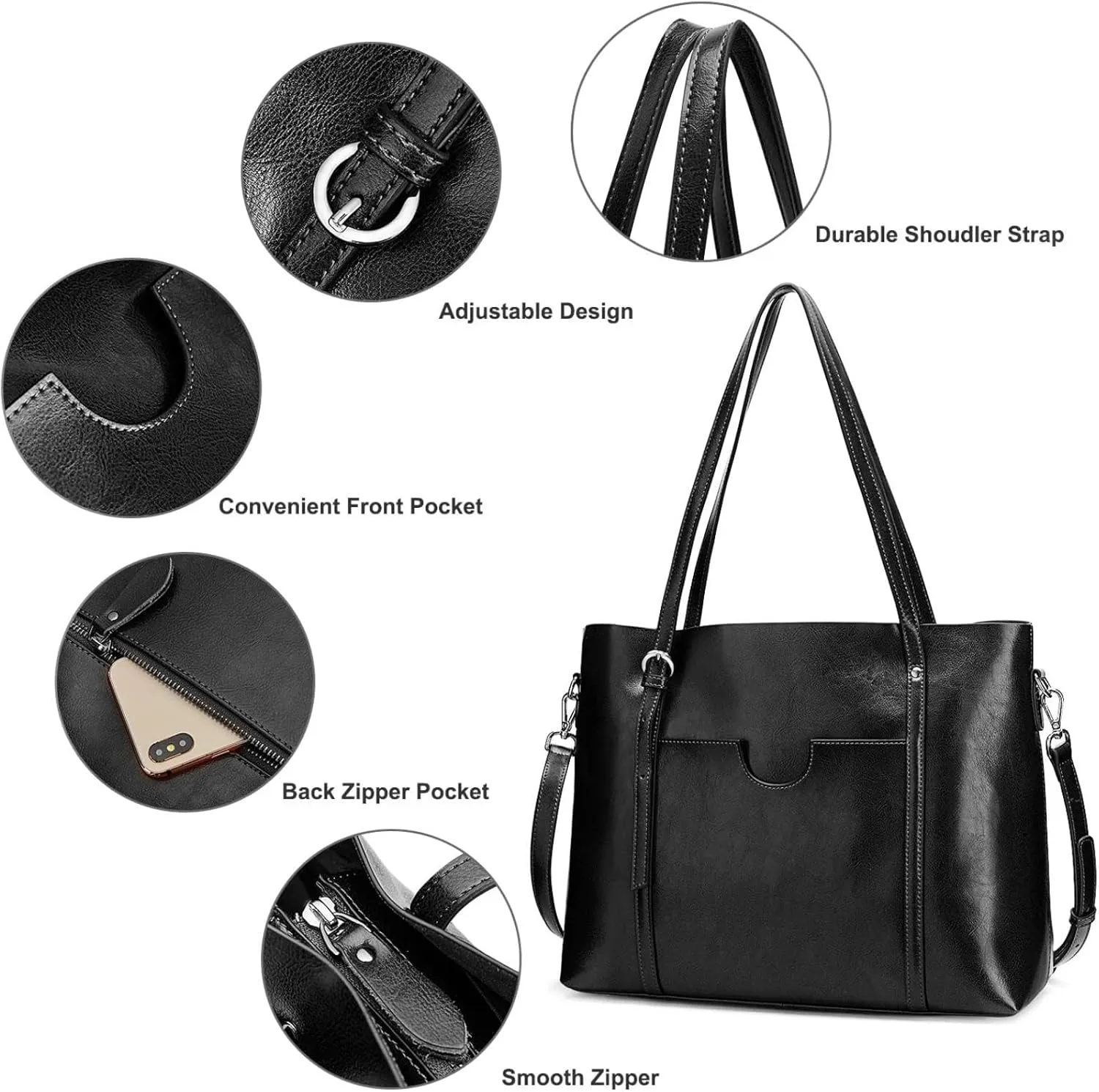 S-ZONE Women Genuine Leather Top Handle Satchel Daily Work Tote Shoulder Bag
