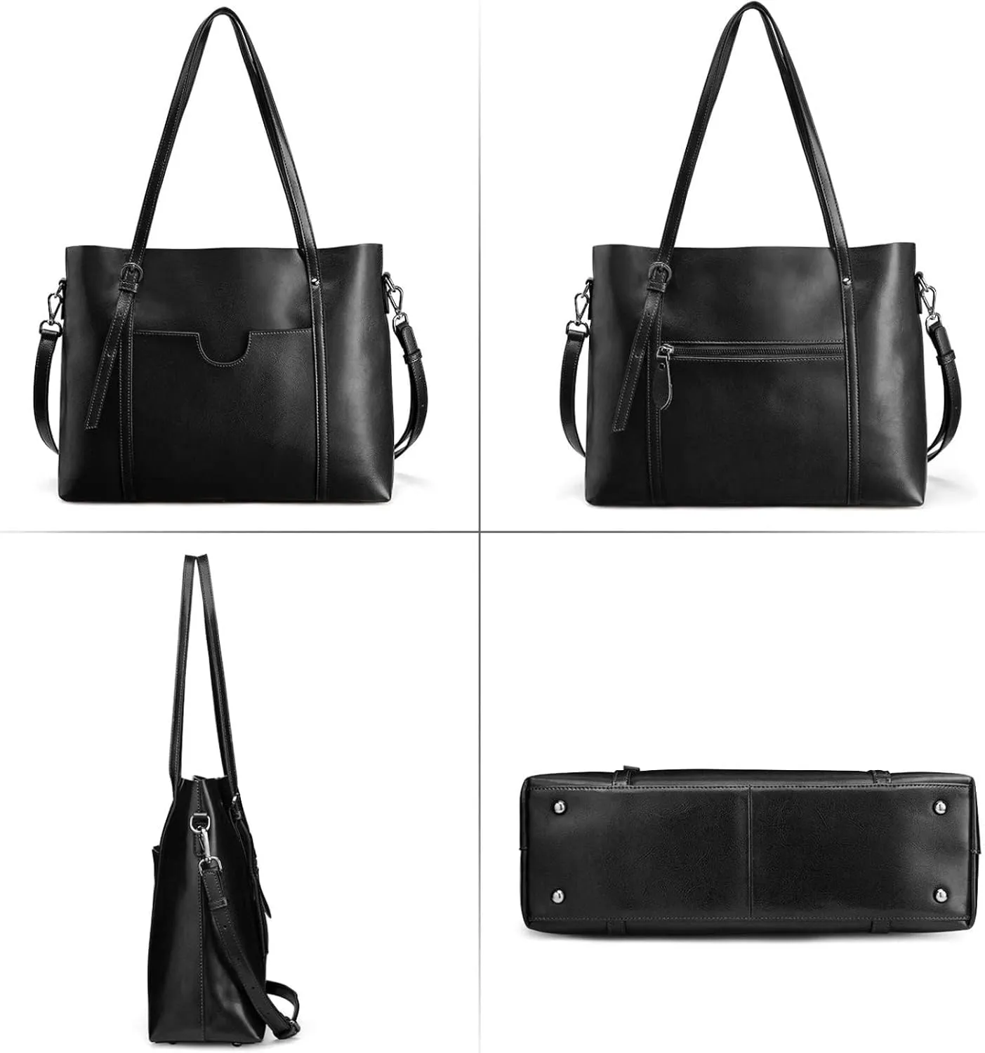 S-ZONE Women Genuine Leather Top Handle Satchel Daily Work Tote Shoulder Bag