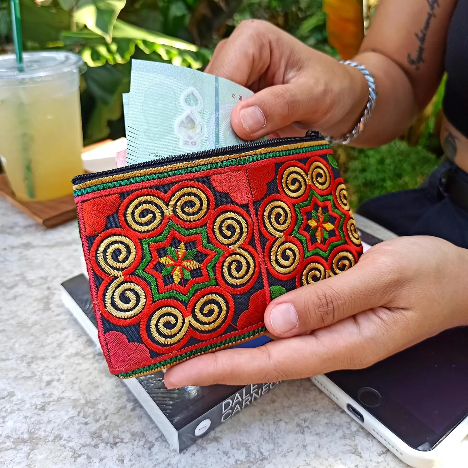 Sabai Jai Boho Coin Purse: Handmade Small Embroidered Change Pouch for Women - Colorful, Ethnic, Eco Friendly & Sustainable