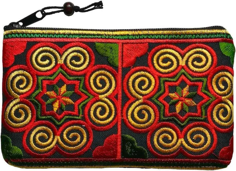 Sabai Jai Boho Coin Purse: Handmade Small Embroidered Change Pouch for Women - Colorful, Ethnic, Eco Friendly & Sustainable