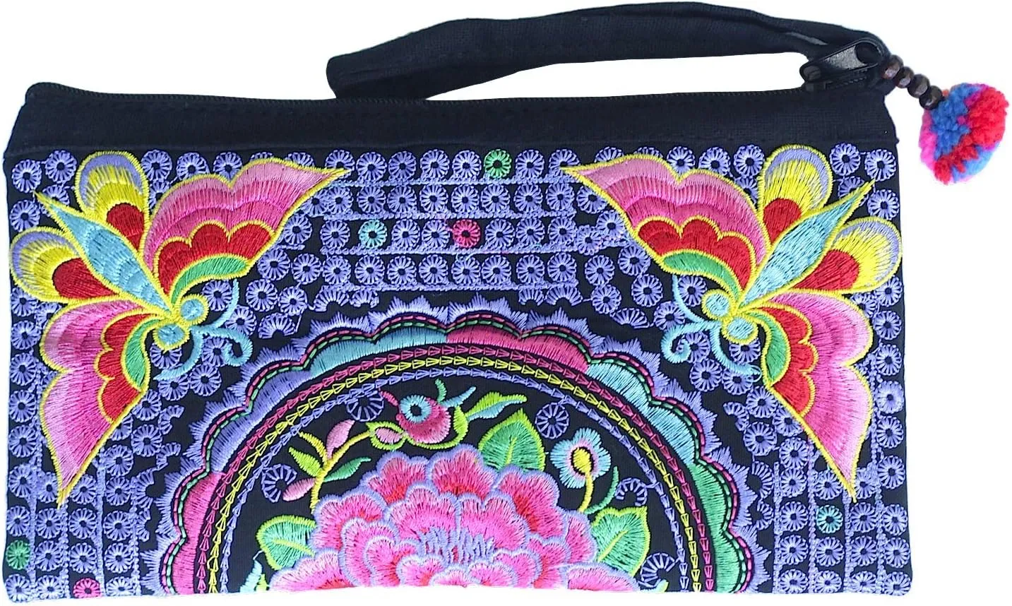 Sabai Jai - Smartphone Wristlet Bag - Handmade Embroidered Boho Clutch Wallets Purses