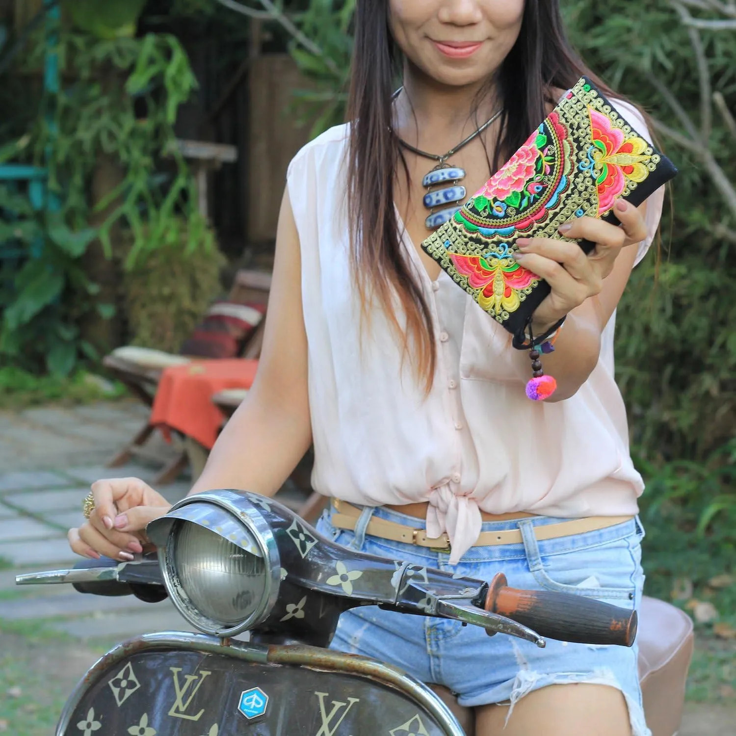 Sabai Jai - Smartphone Wristlet Bag - Handmade Embroidered Boho Clutch Wallets Purses