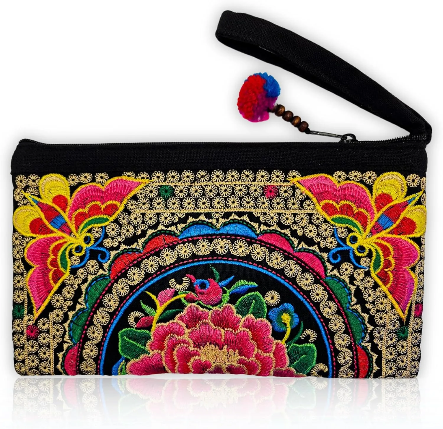 Sabai Jai - Smartphone Wristlet Bag - Handmade Embroidered Boho Clutch Wallets Purses