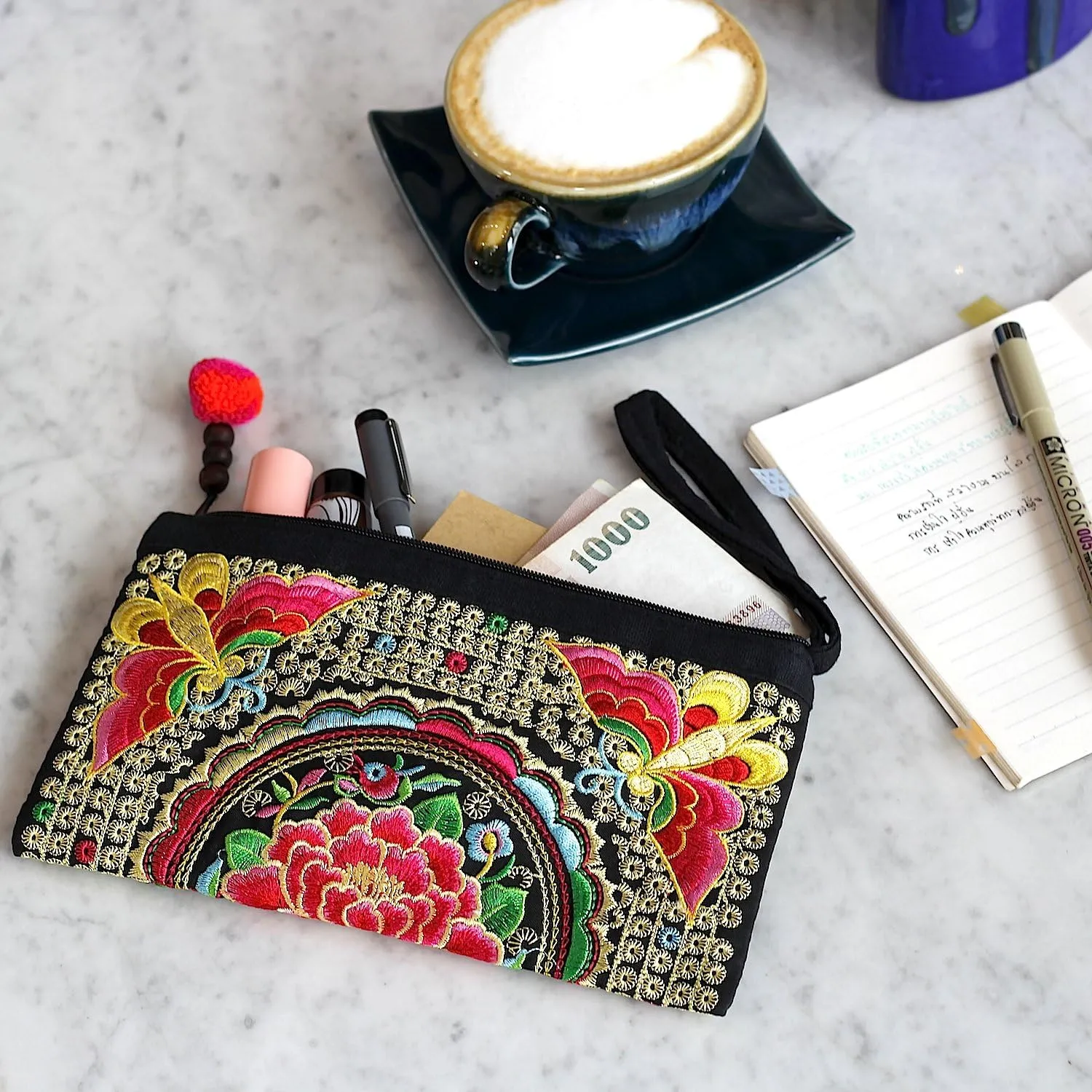 Sabai Jai - Smartphone Wristlet Bag - Handmade Embroidered Boho Clutch Wallets Purses