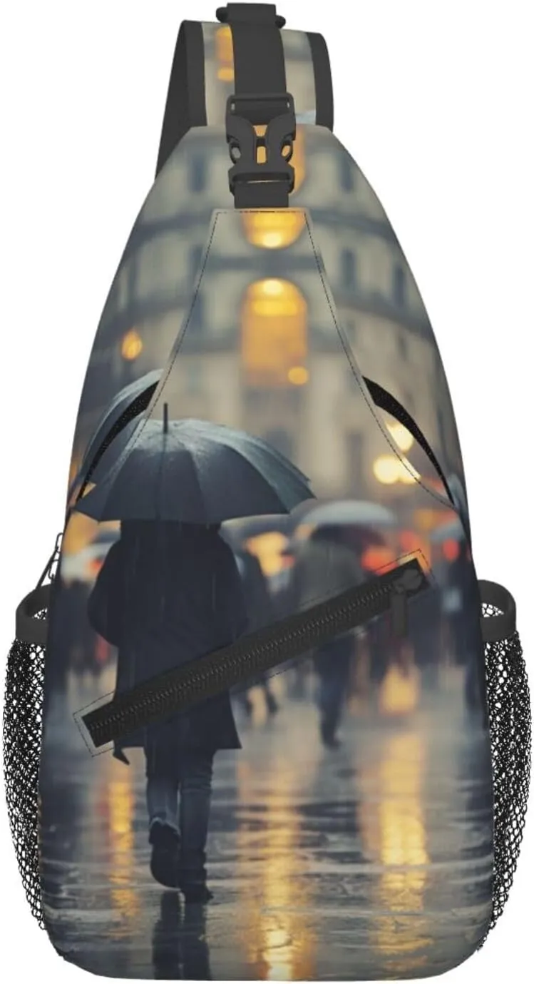 Sadness Stormy Day Umbrellas Print Sling Bag For Women Men Fashion One Shoulder Crossbody Bag Travel Fanny Pack Cross Body Bags