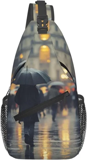 Sadness Stormy Day Umbrellas Print Sling Bag For Women Men Fashion One Shoulder Crossbody Bag Travel Fanny Pack Cross Body Bags