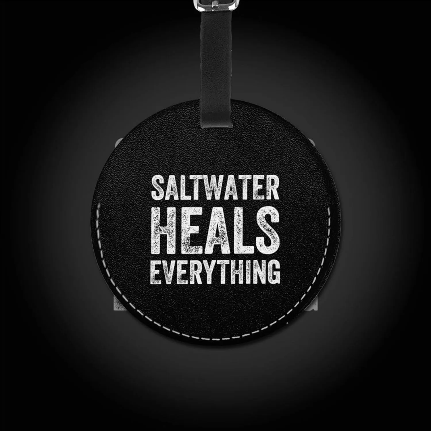 Saltwater Heals Everything Round Leather Luggage tag 3.7in, Suitable for Travel Bags, Backpacks, etc