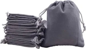 Sansam 50pcs Grey Drawstrings Velvet Bags for Jewelry, Gift, Wedding Favors, Candy Bags, Party Favors,4.0x4.8''