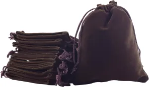 Sansam 50pcs Small Drawstring Velvet Jewelry Pouches, 4.0x4.8 Inch Brown Drawstring Velvet Gift Bags,Treat Favor Bags for Wedding, Party, Shower