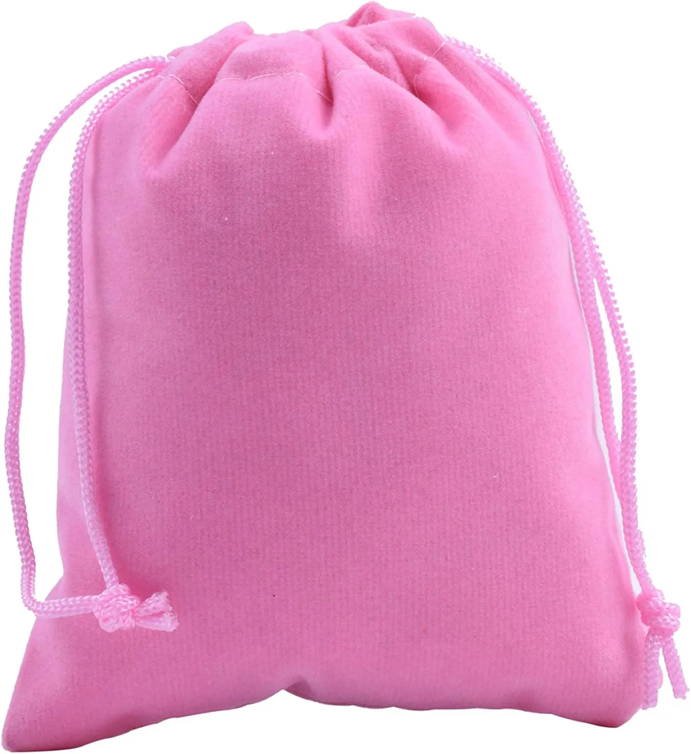 Sansam 50pcs Small Drawstring Velvet Jewelry Pouches, 4.0x4.8 Inch Pink Drawstring Velvet Gift Bags,Treat Favor Bags for Wedding, Party, Shower