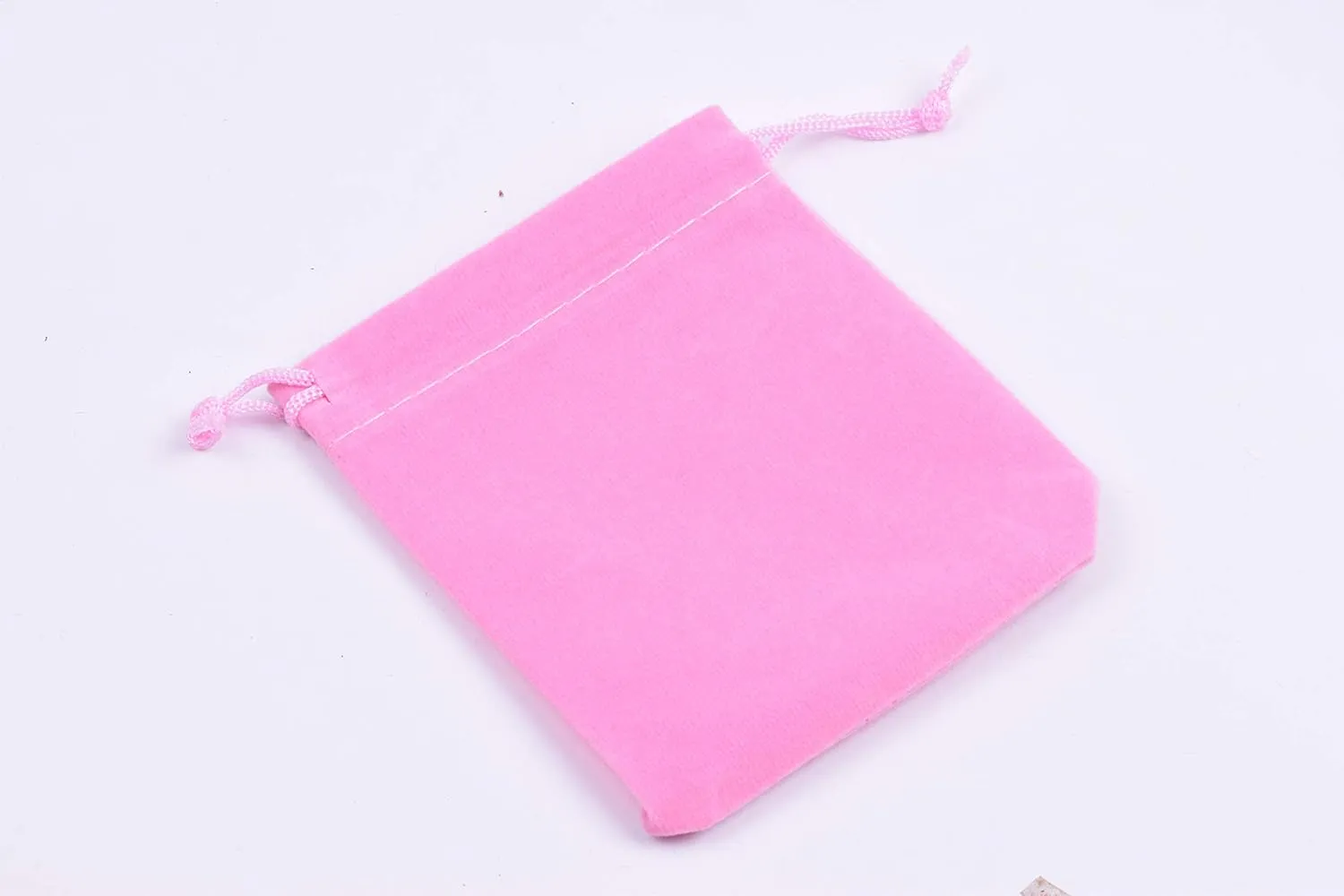Sansam 50pcs Small Drawstring Velvet Jewelry Pouches, 4.0x4.8 Inch Pink Drawstring Velvet Gift Bags,Treat Favor Bags for Wedding, Party, Shower