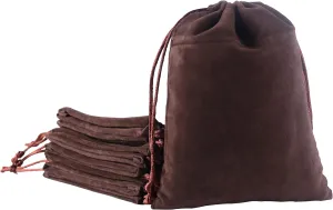 Sansam Large Velvet Gift Bags with Drawstring, 10pcs 8.0x10.0 Inch Brown Drawstring Velvet Cloth Jewelry Pouches,Tarot Rune Bags