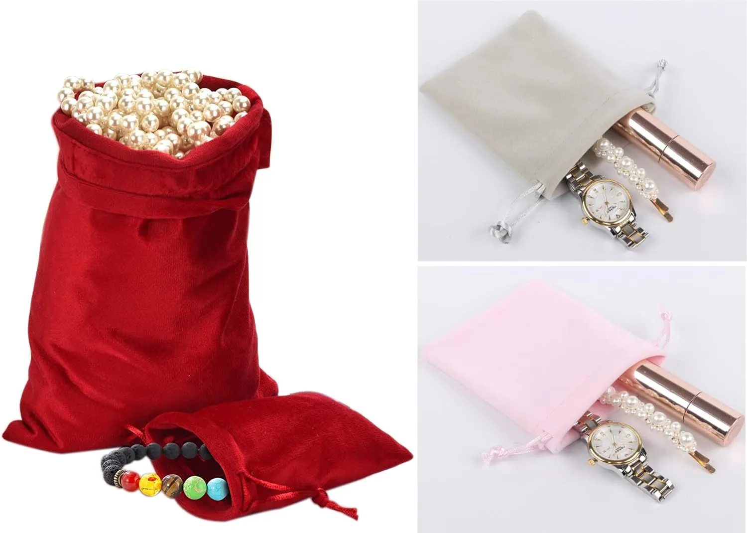 Sansam Large Velvet Gift Bags with Drawstring, 10pcs 8.0x10.0 Inch Brown Drawstring Velvet Cloth Jewelry Pouches,Tarot Rune Bags