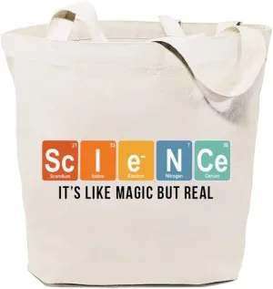 SAUIVD Funny Science Canvas Tote Bag for Woman Cute Reusable Bag for Scientist Large Shoulder Tote Bag for Gift