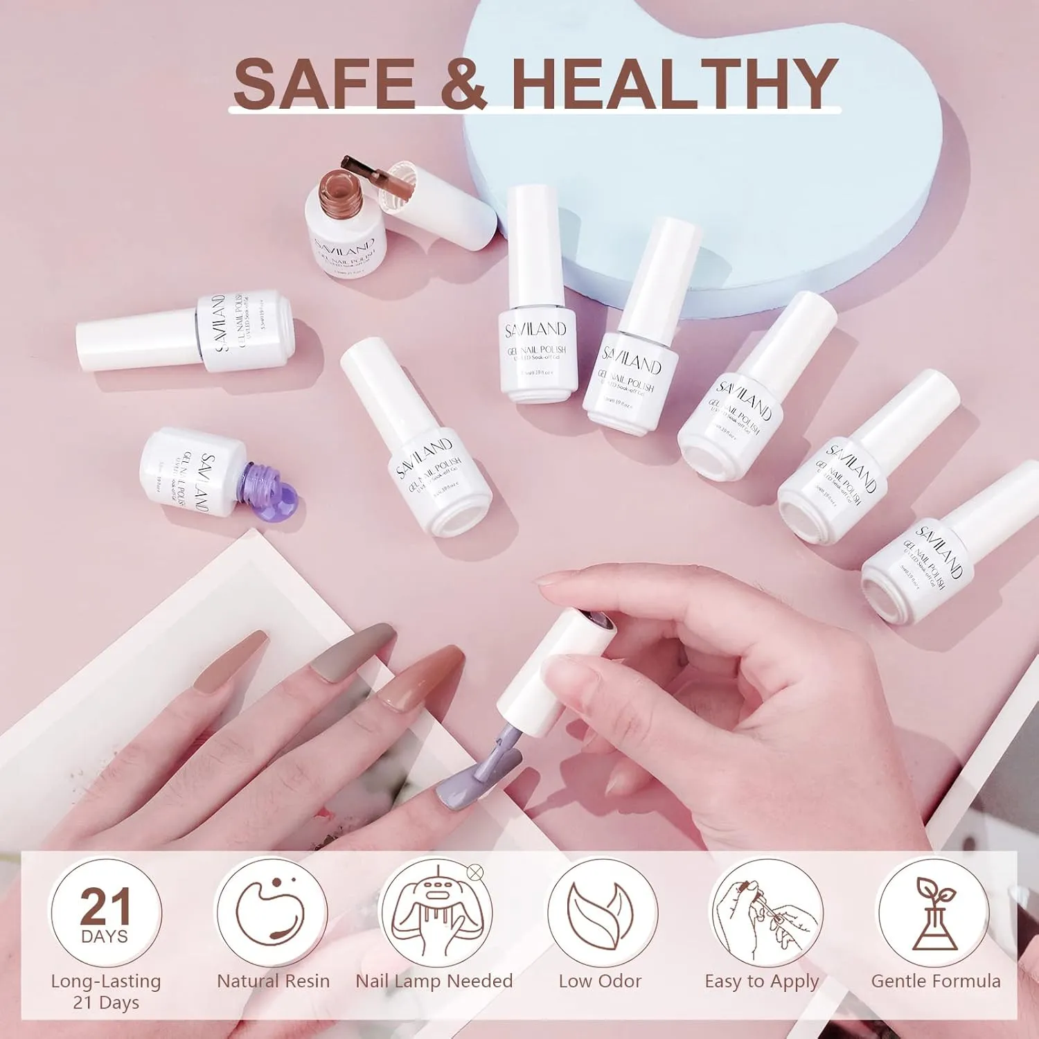 SAVILAND 33PCS Gel Nail Polish Kit – 30 Colors Gel Polish Nail Art Set with Base Glossy & Matte Top Gel Manicure Starter Kit for Home DIY Nail Salon