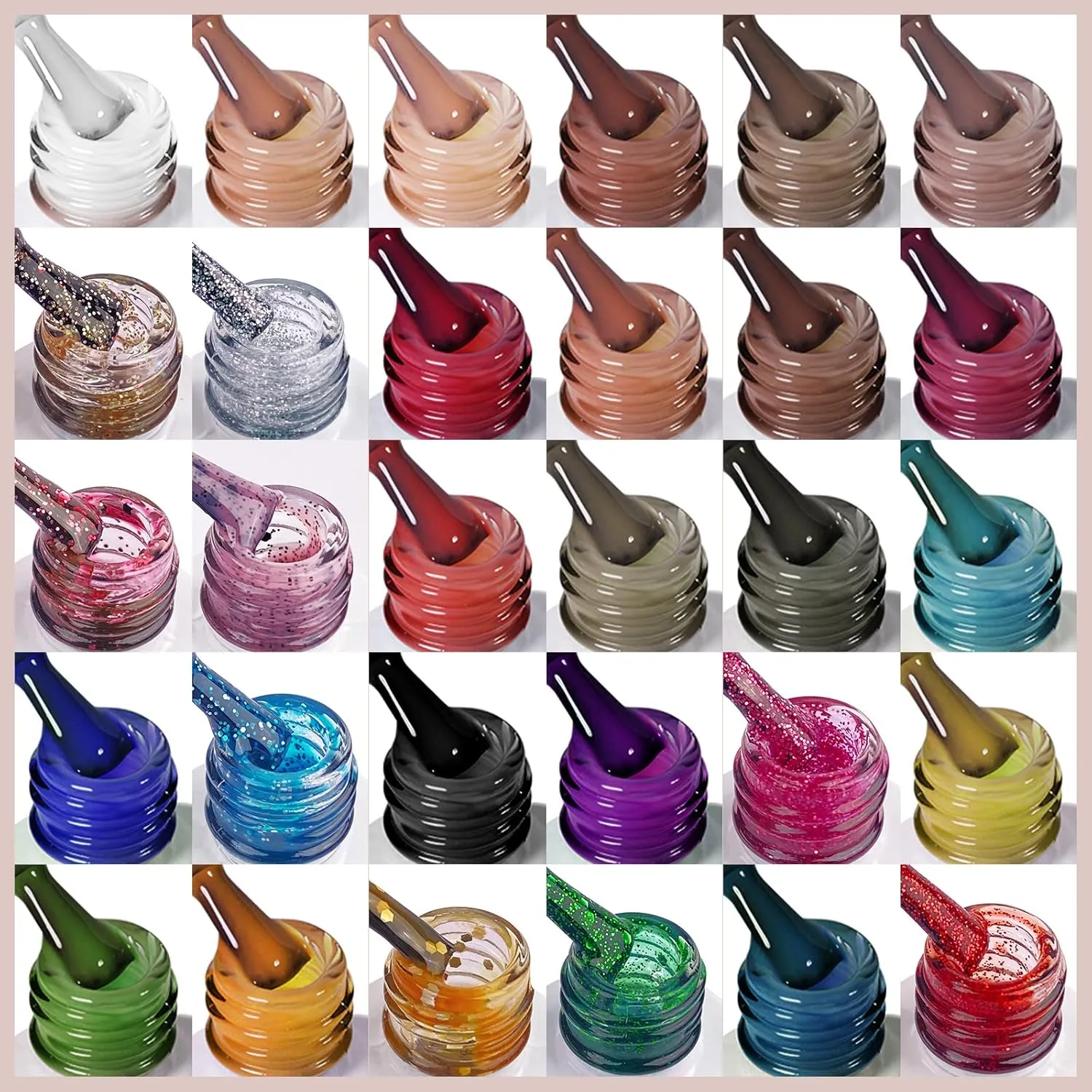 SAVILAND 33PCS Gel Nail Polish Kit – 30 Colors Gel Polish Nail Art Set with Base Glossy & Matte Top Gel Manicure Starter Kit for Home DIY Nail Salon