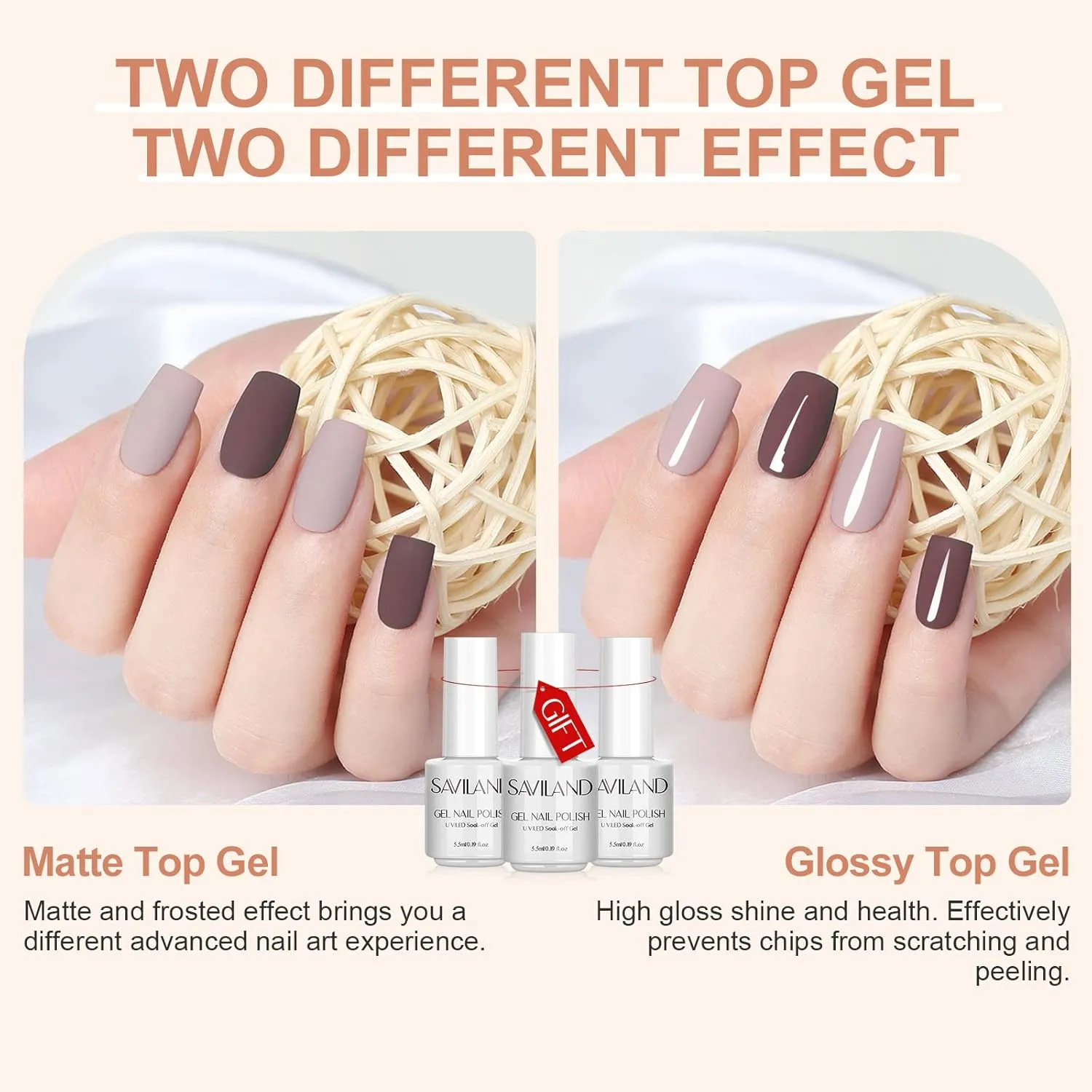 SAVILAND 33PCS Gel Nail Polish Set Classic Glitter White Soak-off U V Gel Polish with Base & Glossy Matte Top Gel French Manicure Nail Art Starter Set for Salon Home & Gifts