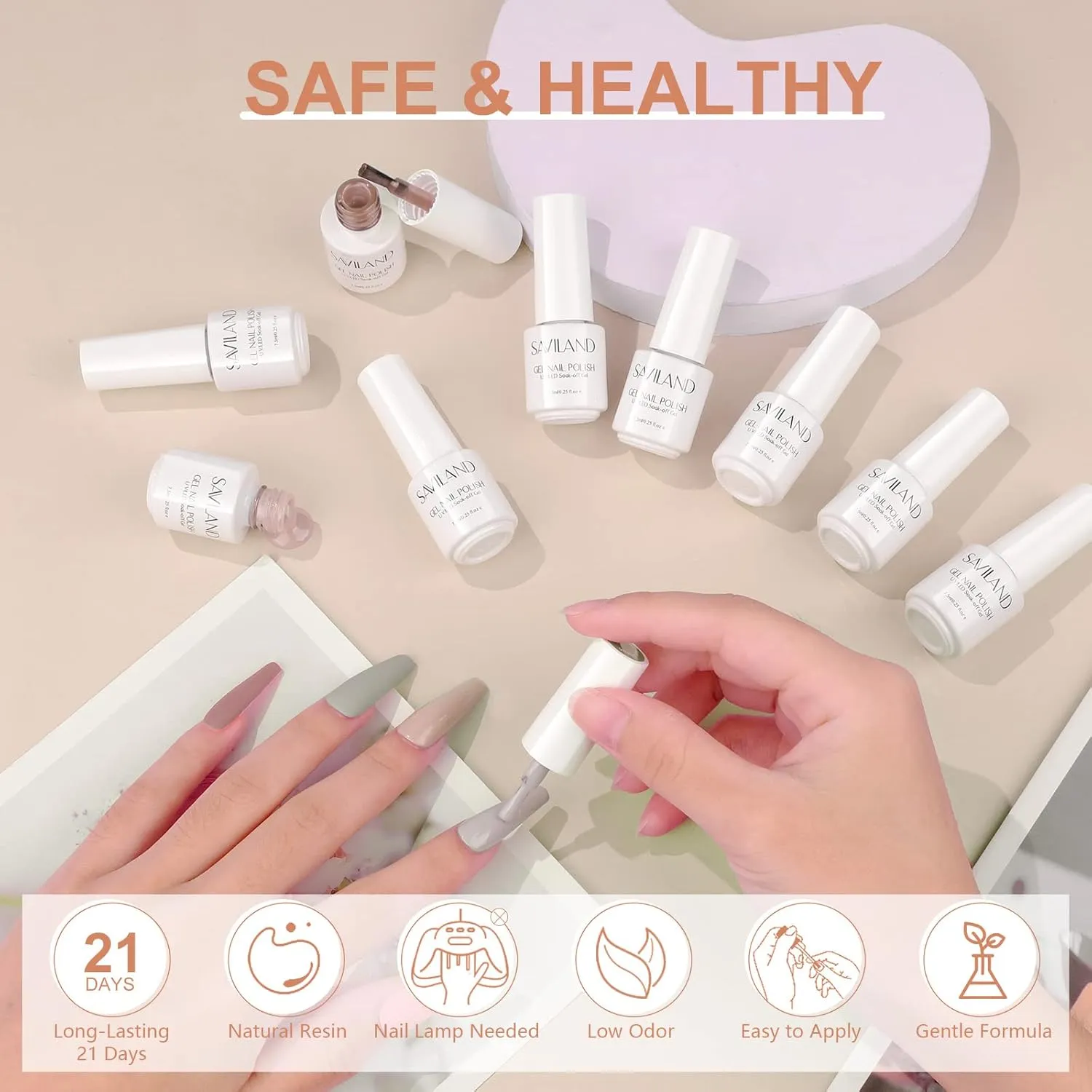 SAVILAND 33PCS Gel Nail Polish Set Classic Glitter White Soak-off U V Gel Polish with Base & Glossy Matte Top Gel French Manicure Nail Art Starter Set for Salon Home & Gifts