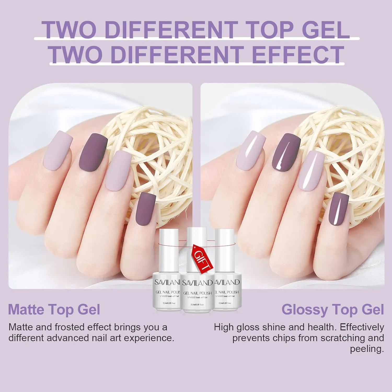 SAVILAND Gel Nail Polish Set: 33pcs Red White Pink Glitter Soak-off Nail Polish with Base & Glossy Matte Top Gel Dark Red Manicure Gifts