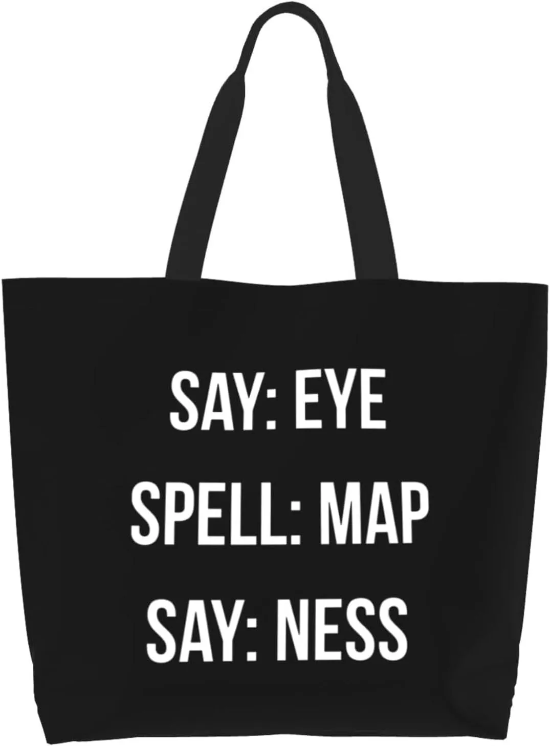Say Eye Spell Map Say Ness Women'S Lightweight Canvas Handbag Reusable Shopping Bag