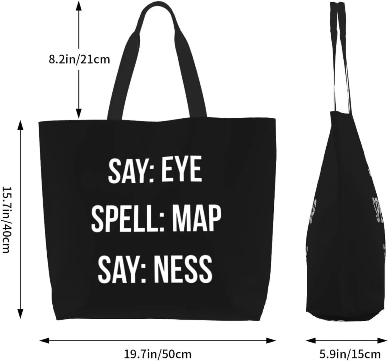 Say Eye Spell Map Say Ness Women'S Lightweight Canvas Handbag Reusable Shopping Bag