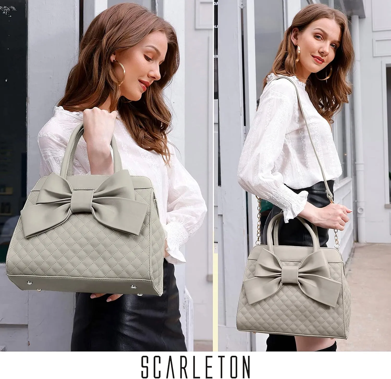 Scarleton Women's Faux Leather Purses and Handbags, Shoulder Bag, Top Handle Satchel, Hobo Bag with Pouch, H1035