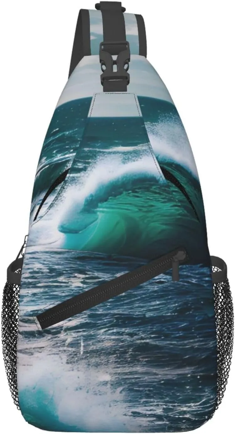 Scenic Sea Water Print Sling Bag For Women Men Fashion One Shoulder Crossbody Bag Travel Fanny Pack Cross Body Bags