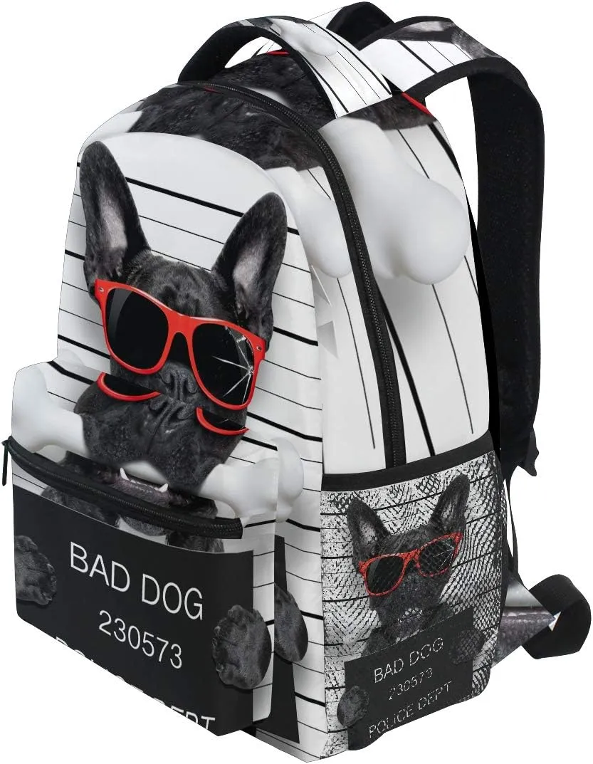 School Backpack French Bulldog Funny Lightweight Laptop Bag Travel Daypack College Bag for Women Girls
