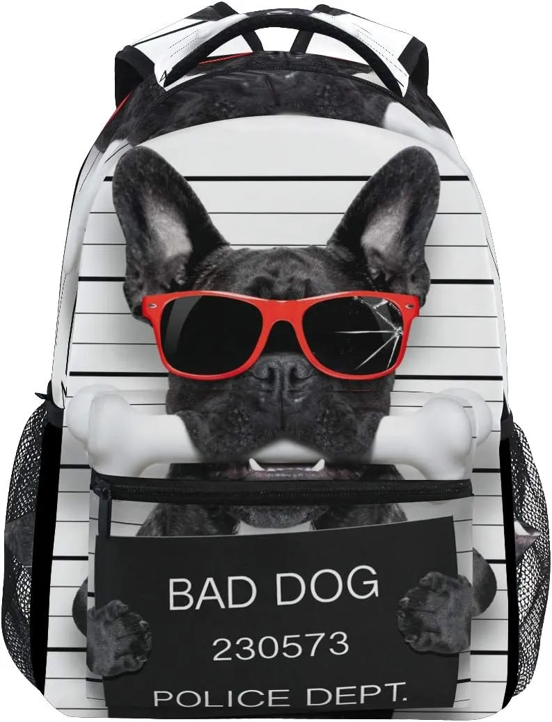 School Backpack French Bulldog Funny Lightweight Laptop Bag Travel Daypack College Bag for Women Girls