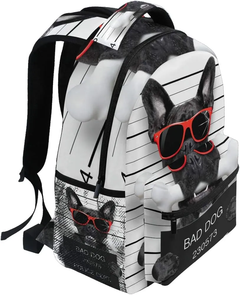 School Backpack French Bulldog Funny Lightweight Laptop Bag Travel Daypack College Bag for Women Girls