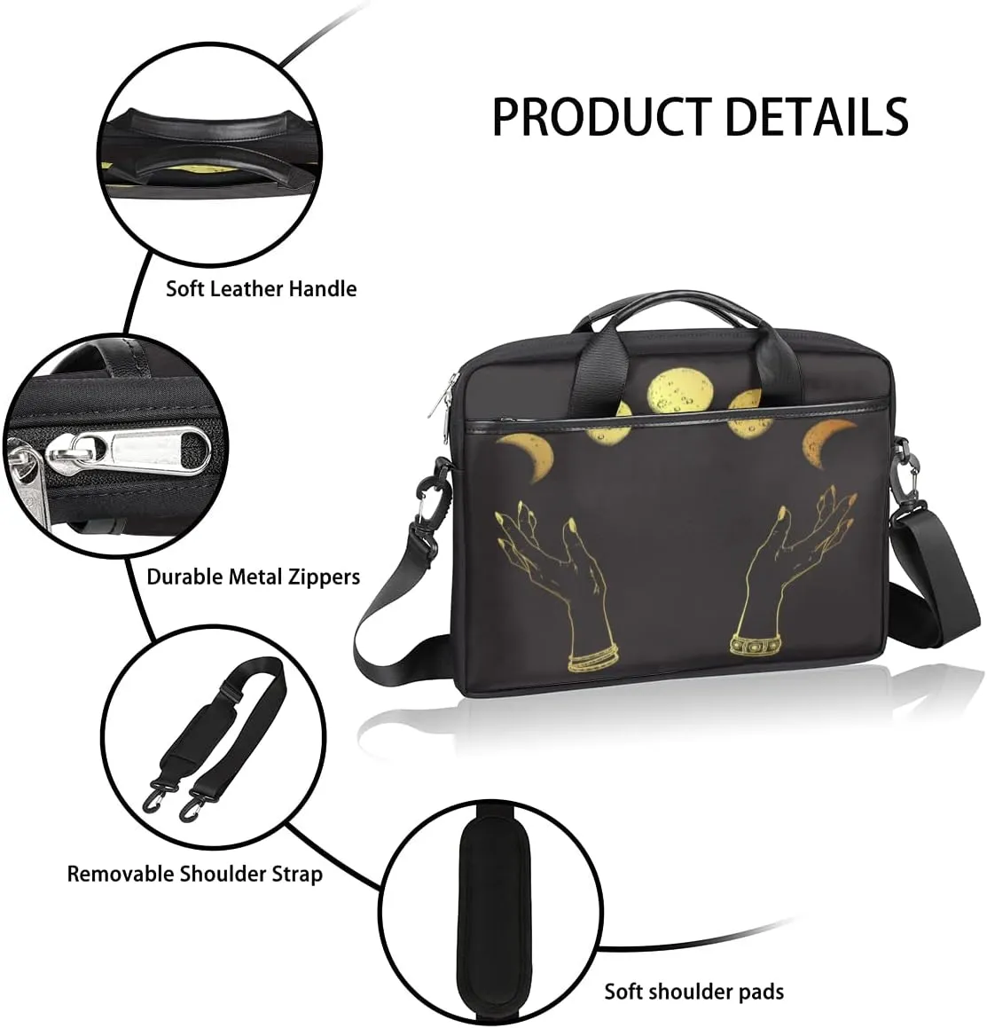 Science Lab Education Themed Laptop Shoulder Messenger Bag Waterproof Laptop Briefcase with Handle and Padded