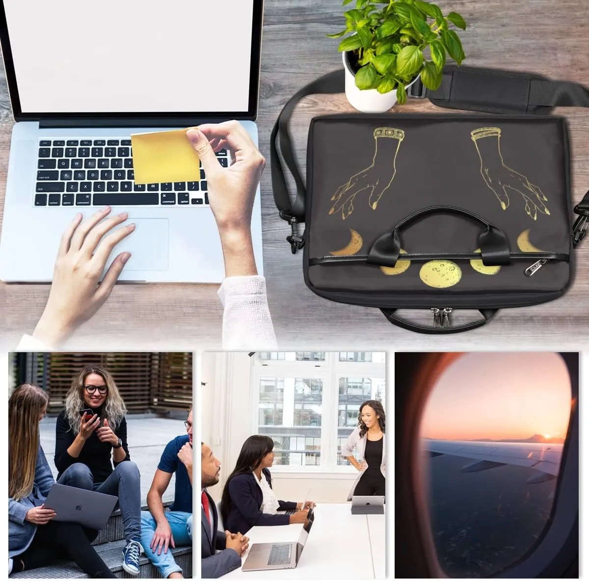 Science Lab Education Themed Laptop Shoulder Messenger Bag Waterproof Laptop Briefcase with Handle and Padded