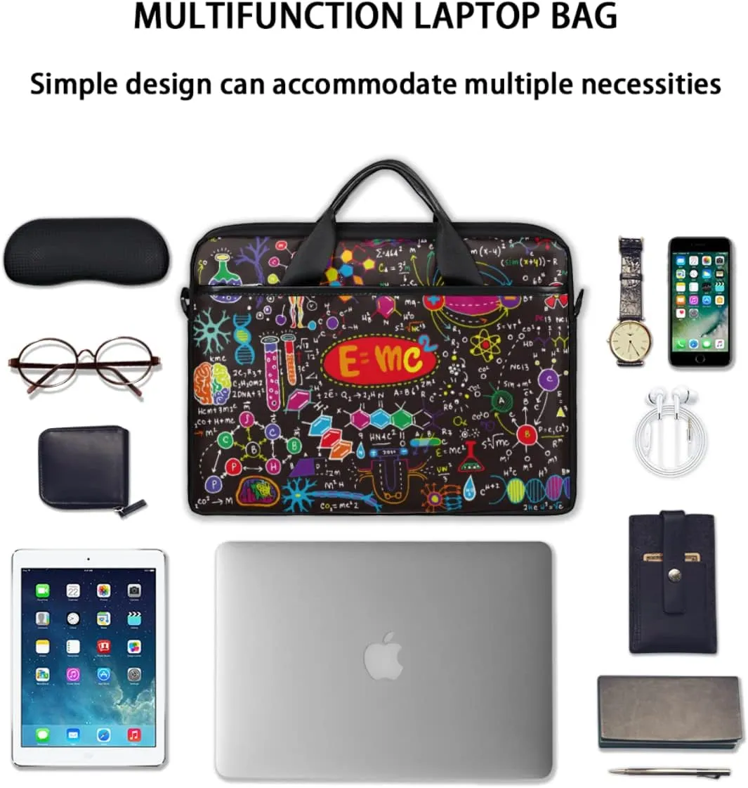 Science Lab Education Themed Laptop Shoulder Messenger Bag Waterproof Laptop Briefcase with Handle and Padded