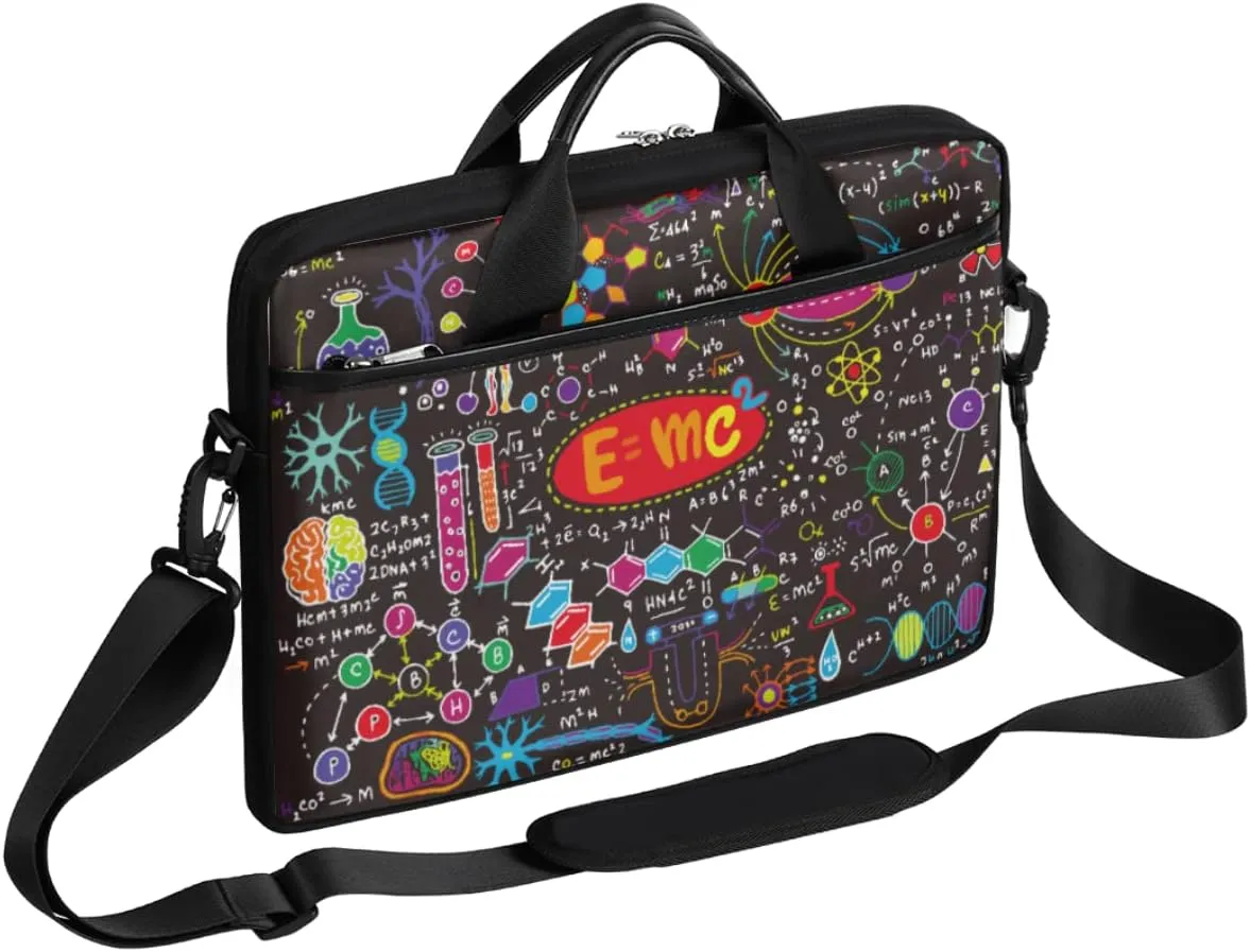 Science Lab Education Themed Laptop Shoulder Messenger Bag Waterproof Laptop Briefcase with Handle and Padded