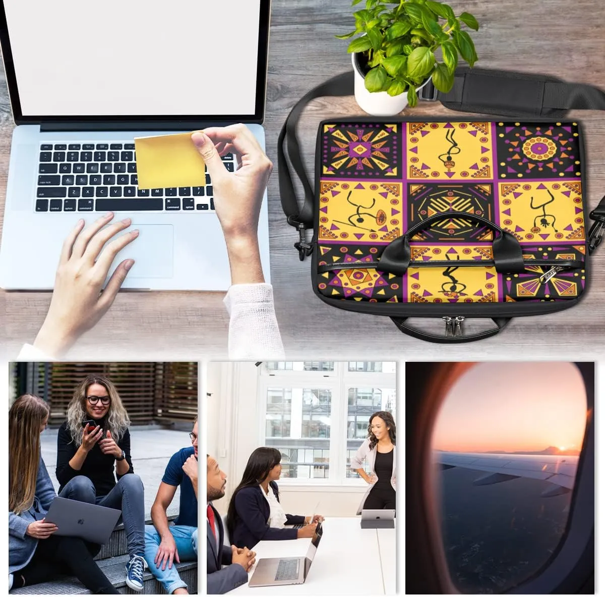 Science Lab Education Themed Laptop Shoulder Messenger Bag Waterproof Laptop Briefcase with Handle and Padded
