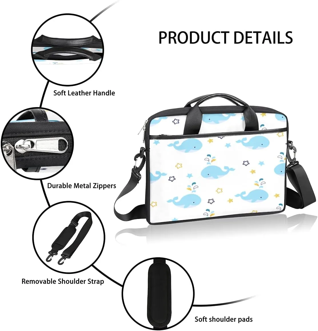 Science Lab Education Themed Laptop Shoulder Messenger Bag Waterproof Laptop Briefcase with Handle and Padded