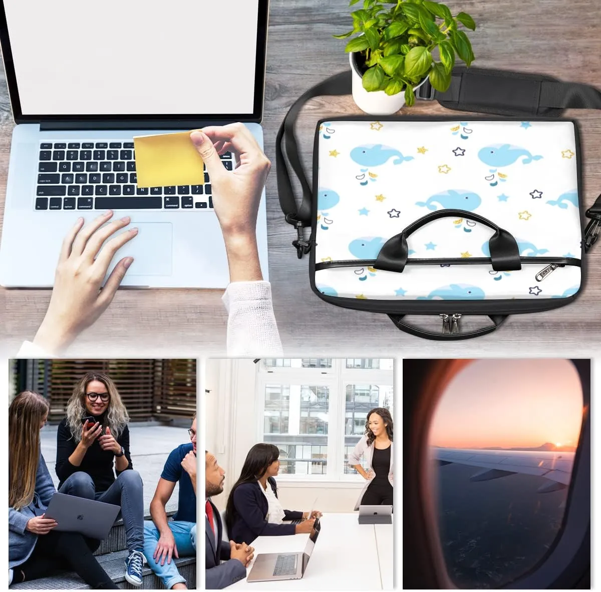 Science Lab Education Themed Laptop Shoulder Messenger Bag Waterproof Laptop Briefcase with Handle and Padded