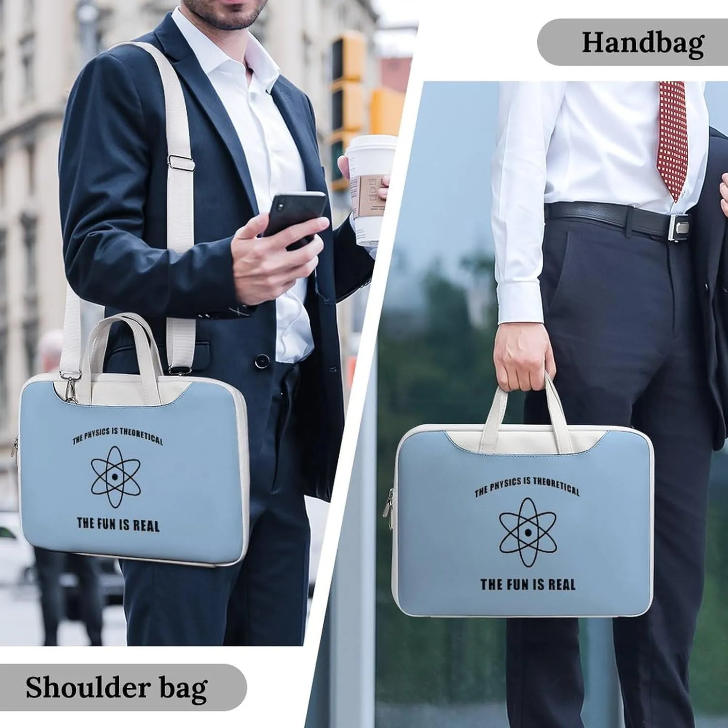 Science Physics Physicist Leather Bag Laptop Case Slim Water Resistant Computer Bags with Handle Briefcase for Work