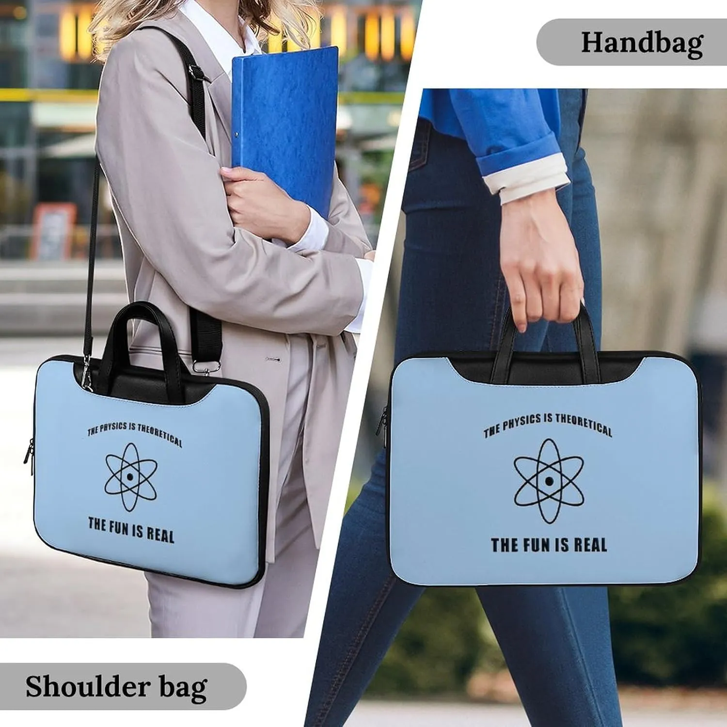 Science Physics Physicist Leather Bag Laptop Case Slim Water Resistant Computer Bags with Handle Briefcase for Work