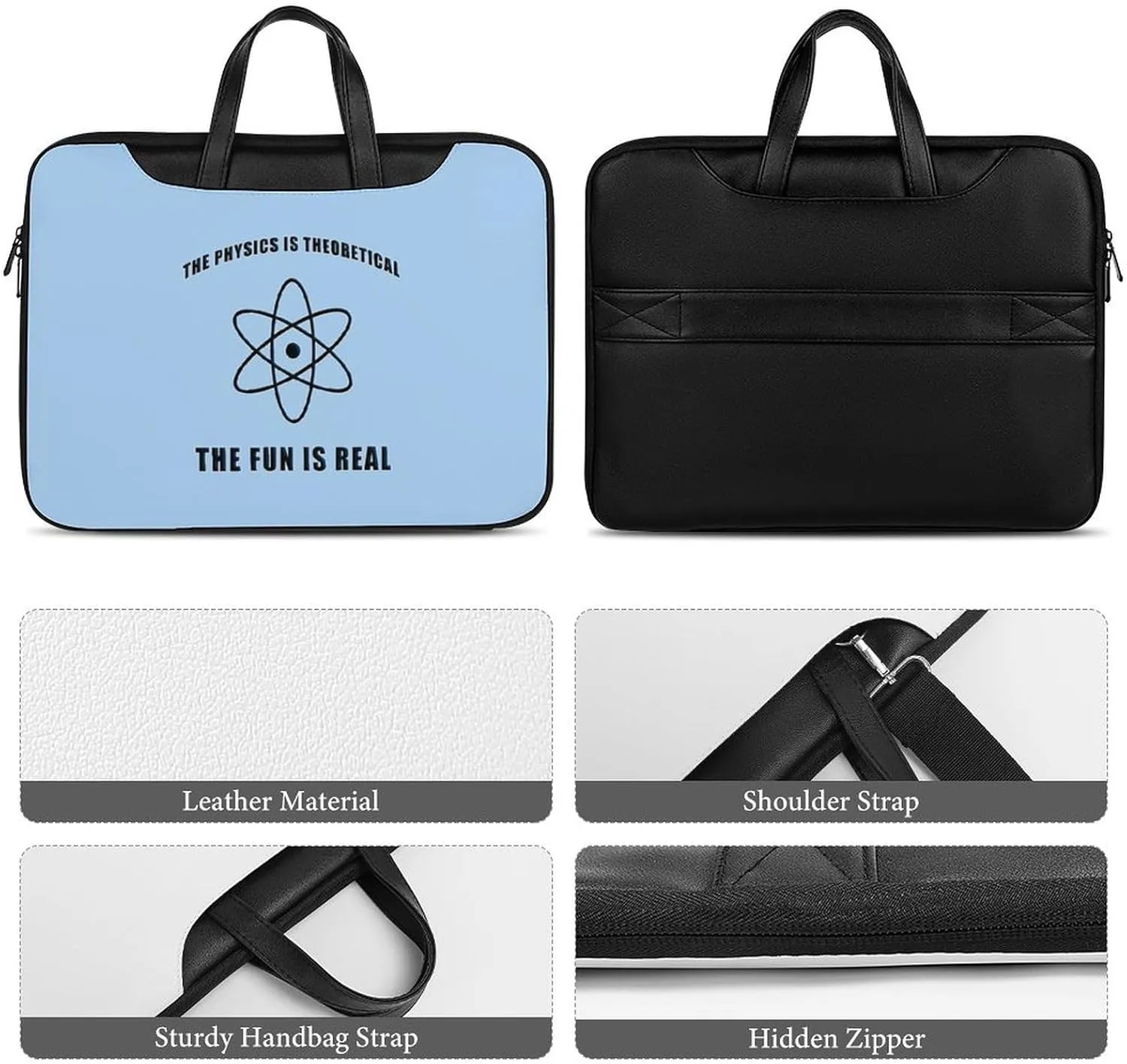 Science Physics Physicist Leather Bag Laptop Case Slim Water Resistant Computer Bags with Handle Briefcase for Work
