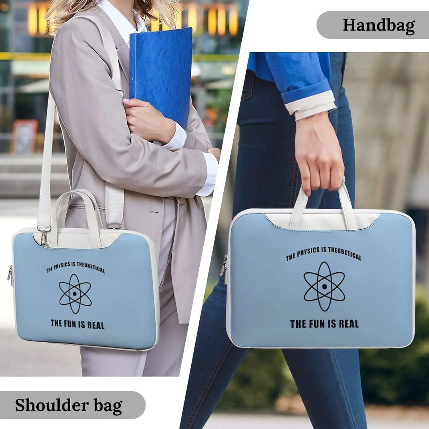 Science Physics Physicist Leather Bag Laptop Case Slim Water Resistant Computer Bags with Handle Briefcase for Work