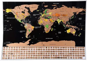 Scratch Off World and United States Travel Map - XL Poster w Precision Scratch Tools 33" x 23" - Updated 2020 Countries & Flags - Great Wall Art Decor or Gift for Travelers