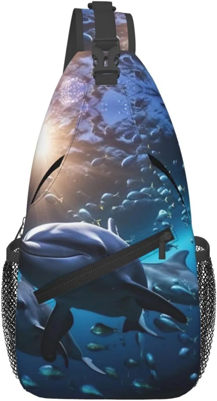 Sea Animals Stingrays Print Sling Bag For Women Men Fashion One Shoulder Crossbody Bag Travel Fanny Pack Cross Body Bags