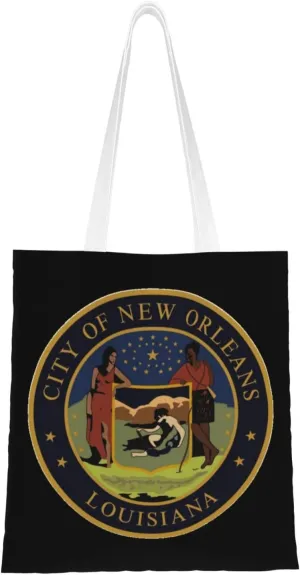 Seal Of New Orleans, Louisiana Tote Bag for Women Canvas Shopping Bags Reusable Large Capacity Casual Shoulder Handbags Grocery Bags DIY Gift Bags