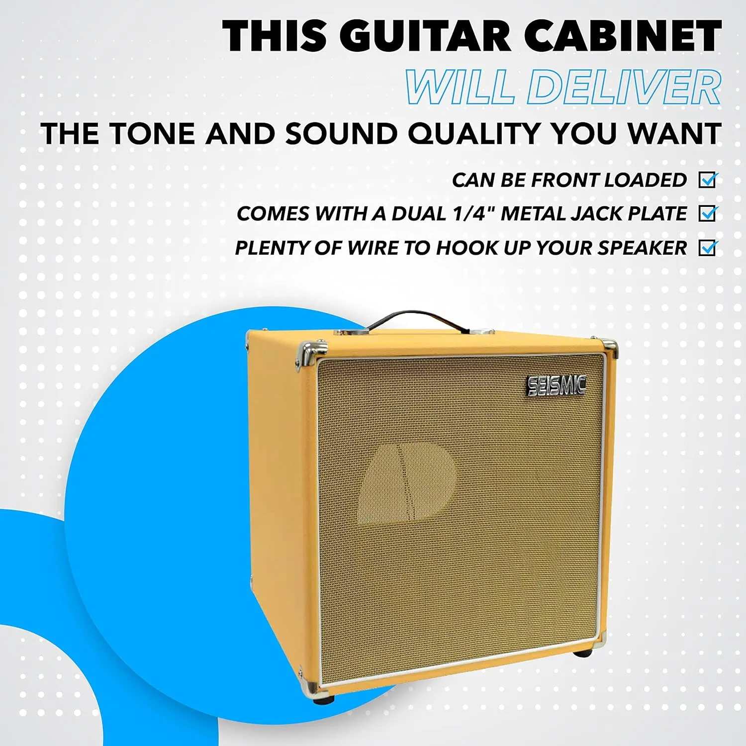 Seismic Audio - 12" GUITAR SPEAKER CABINET EMPTY - 7 Ply Birch - 1x12 Cube Cab - Orange Tolex, Wheat Removable Cloth Grill - Front loading Speakerless Cabinet