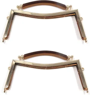Semetall Metal Purse Frame 2Pcs 21cm/8.26" Arch Kiss Lock with Rubber Handle Metal Clasp Lock Frame for Handbag Coin Purse Decoration(Golden)