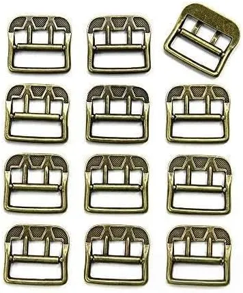 Set of 12 Antique Style Small Metal Buckles, Antique Gold