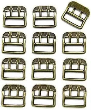 Set of 12 Antique Style Small Metal Buckles, Antique Gold