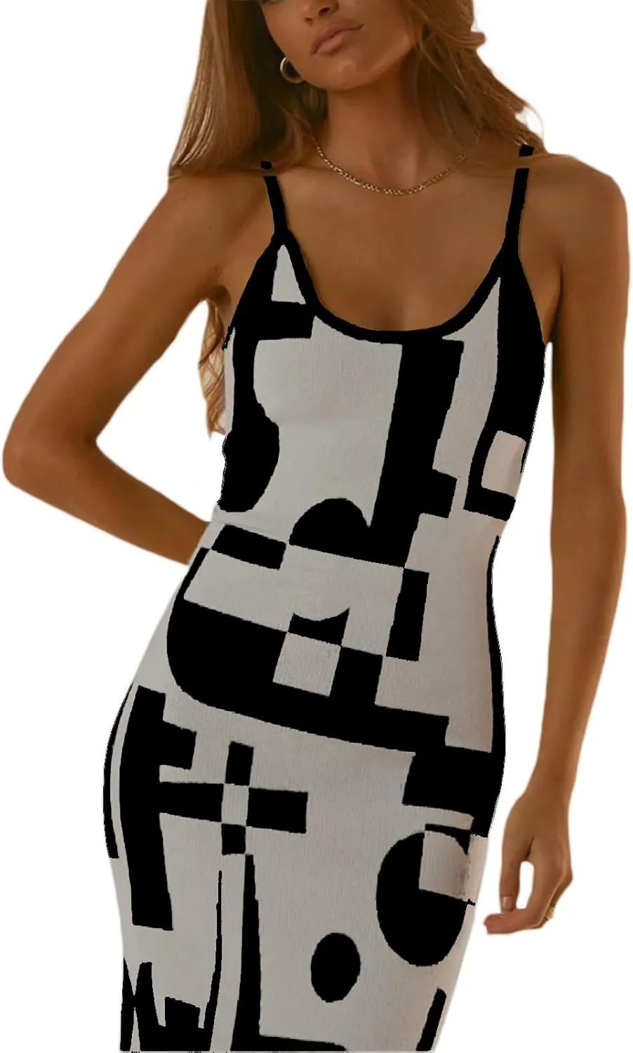 Sexy Knit Bodycon Dress for Women Sleeveless Spaghetti Strap Cut Out Maxi Dress Backless Y2K Summer Beach Dresses